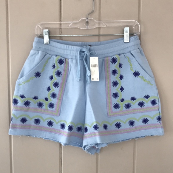 Anthropologie Pants - Anthropologie Marka Blue Embroidered Shorts Daily Practice by Anthropologie